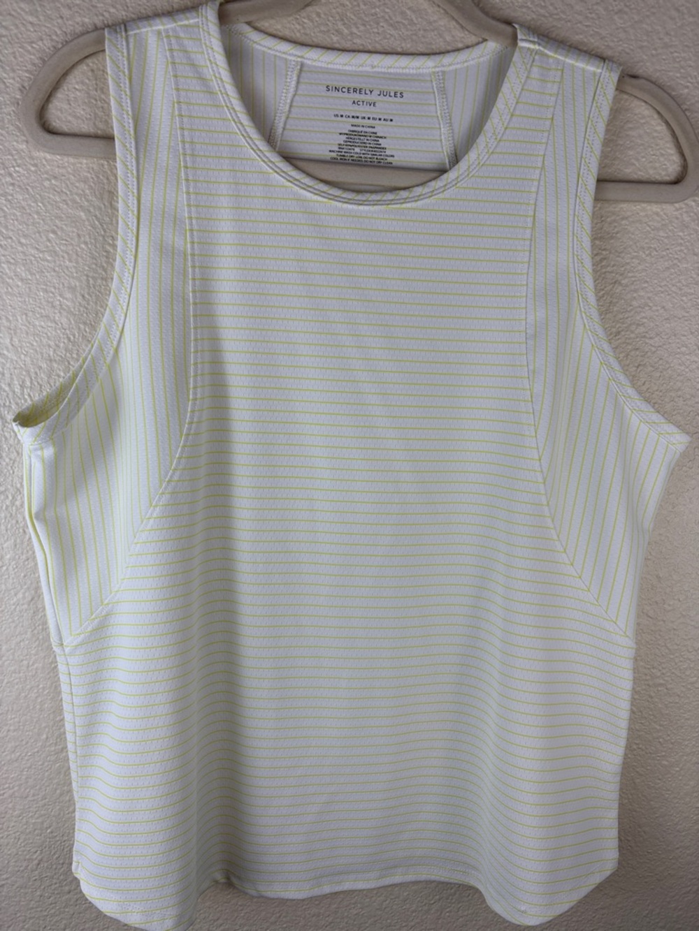 Sincerely Jules Striped Yellow White Sleeveless Activewear Tank Top US: Size M